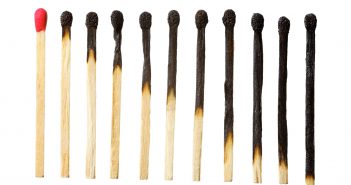 burnout of matches isolated on white